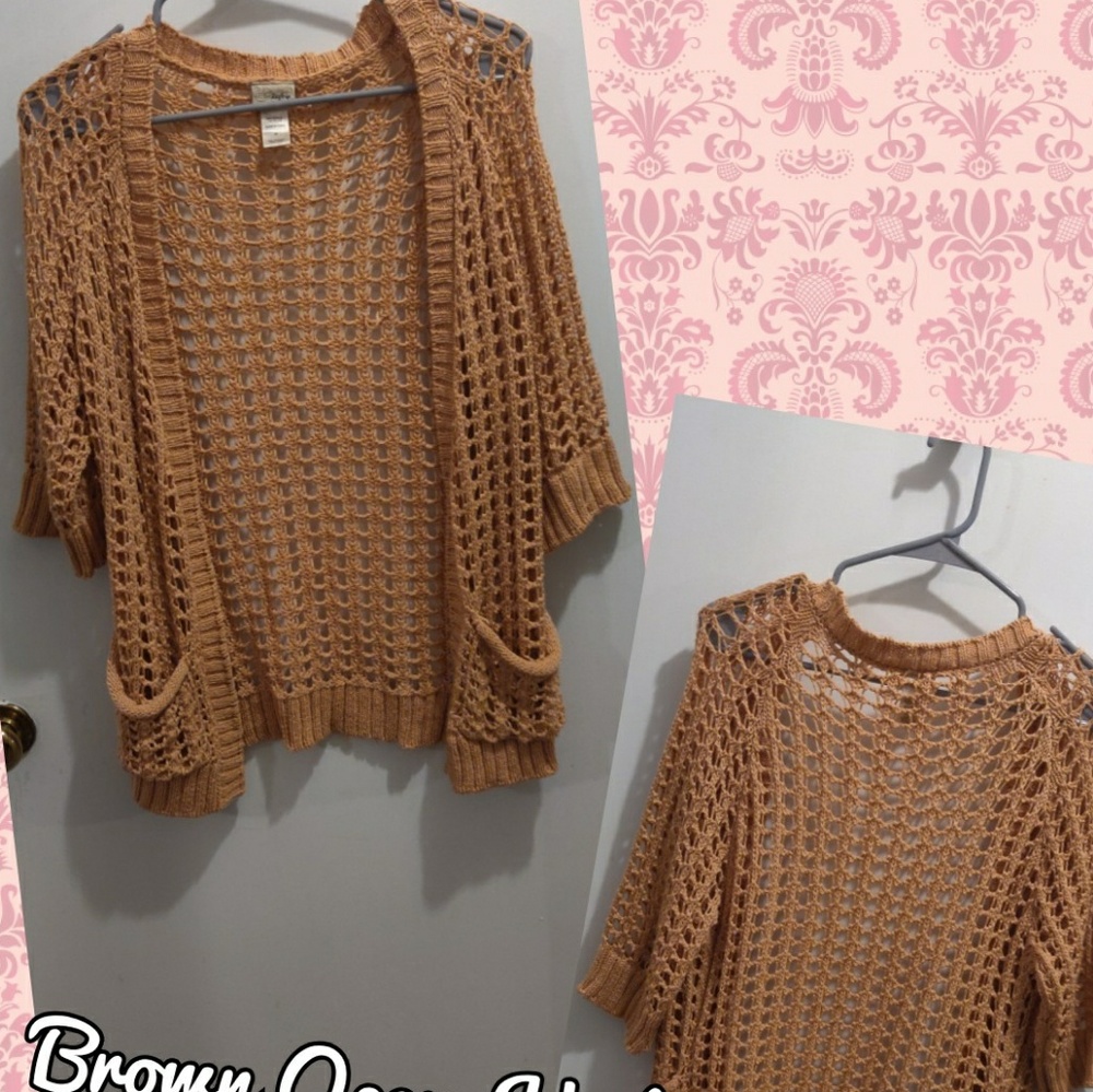 Open Knit Cardigan with Pockets